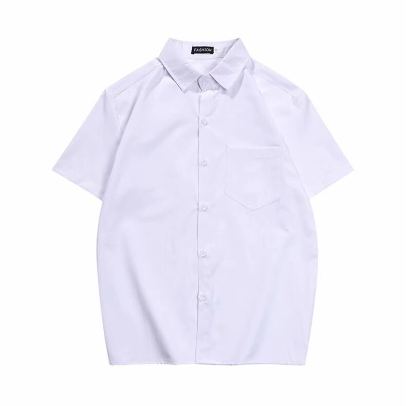 dk制服白衬衫男宽松港风短袖衬衣班服休闲寸衫学院风cs22-p28,男装衬衫,星座1008