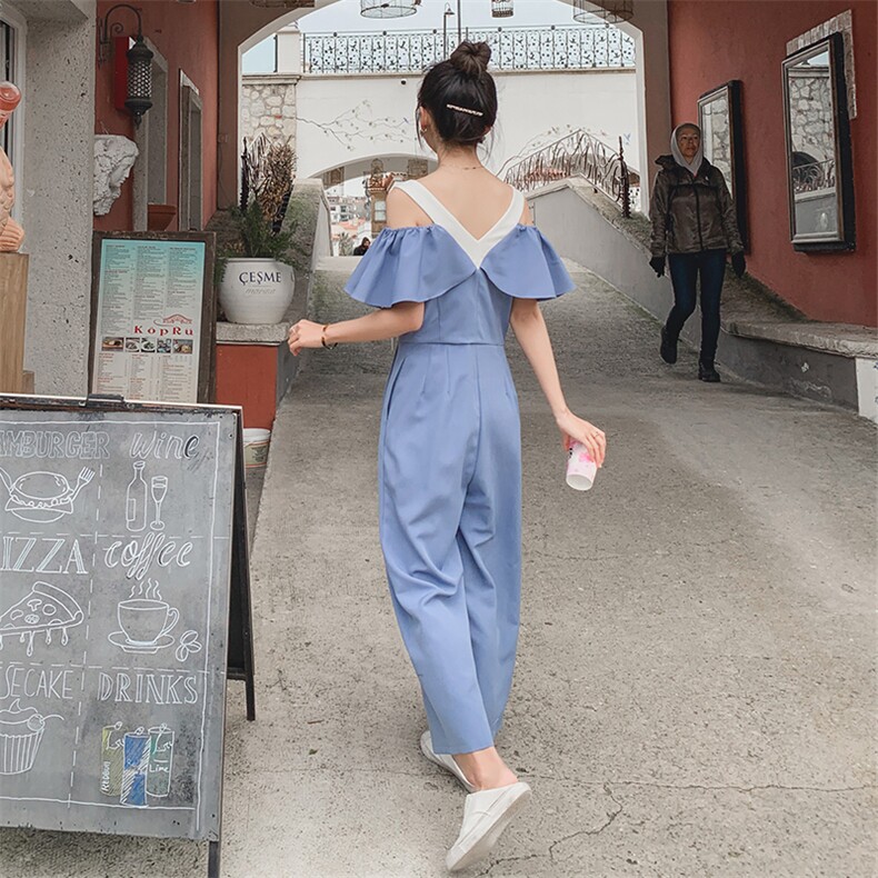 现货2021夏季新款一字肩连体裤浙宝292A货号,女装连体裤,时倾STUDIO