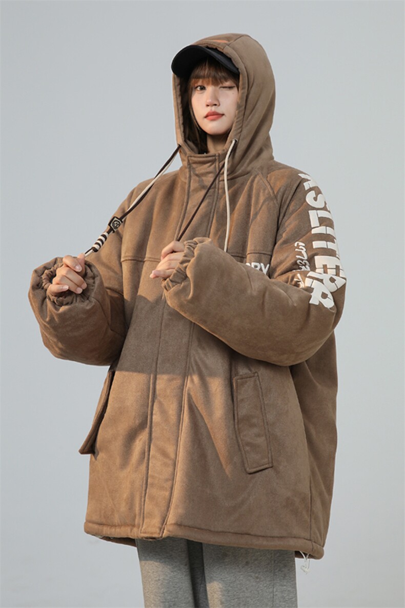 麂皮绒连帽棉衣男女棉服新款棉袄加绒外套冬装3355-P90控128,男装棉衣,星座207