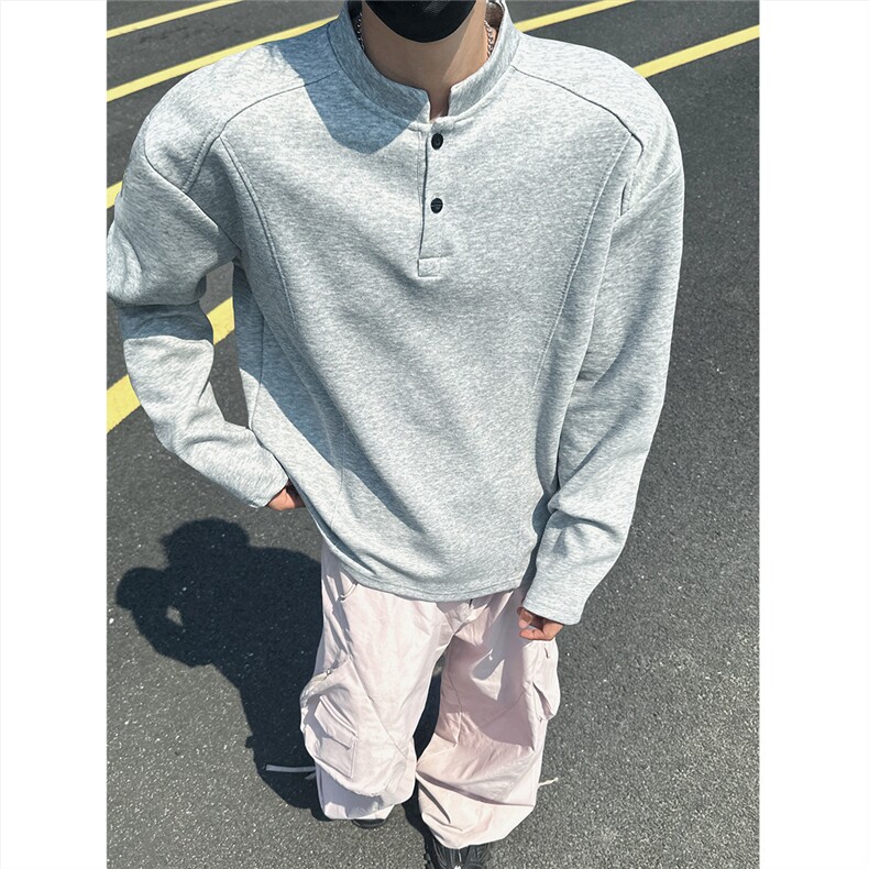 【图】POLO衫翻领卫衣长袖T恤W989/特P22浅灰有加绒,男装Polo衫,电商A094