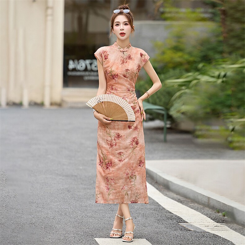 新中式连衣裙女2025超火夏季新款气质超好看修身长款提花旗袍裙子,女装连衣裙,布芭啦