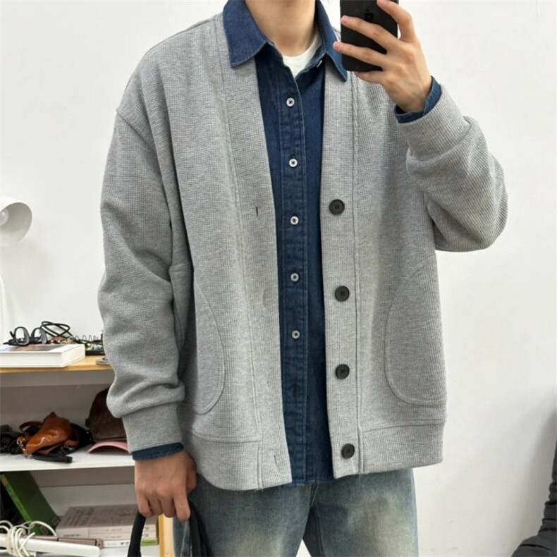 抖音得物高品质二开26春季美式潮牌宽松卫衣开衫日系肌理男女外套,女装短外套,电商A443