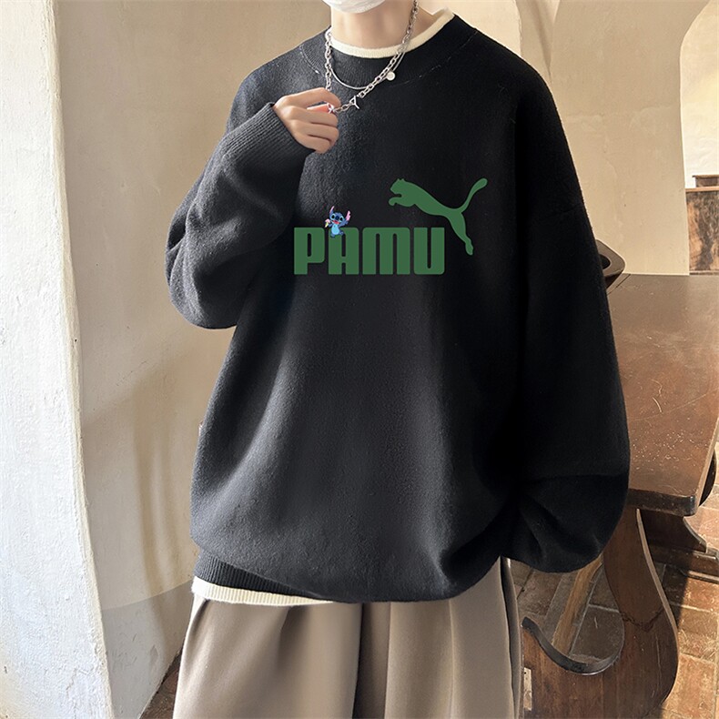 控78假两件毛衣男大码加绒针织衫男毛线衣M80227-P55加绒P70,男装针织衫/毛衣,电商A040