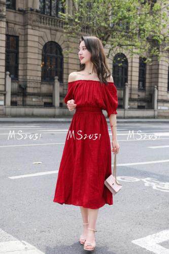 夏季新款连衣裙，女装连衣裙，米社