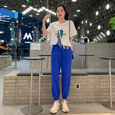 2022夏季时尚运动套装女宽松休闲白搭两件套短袖T恤薄款夏季卫裤，女装套装/套裙，梦懿尔