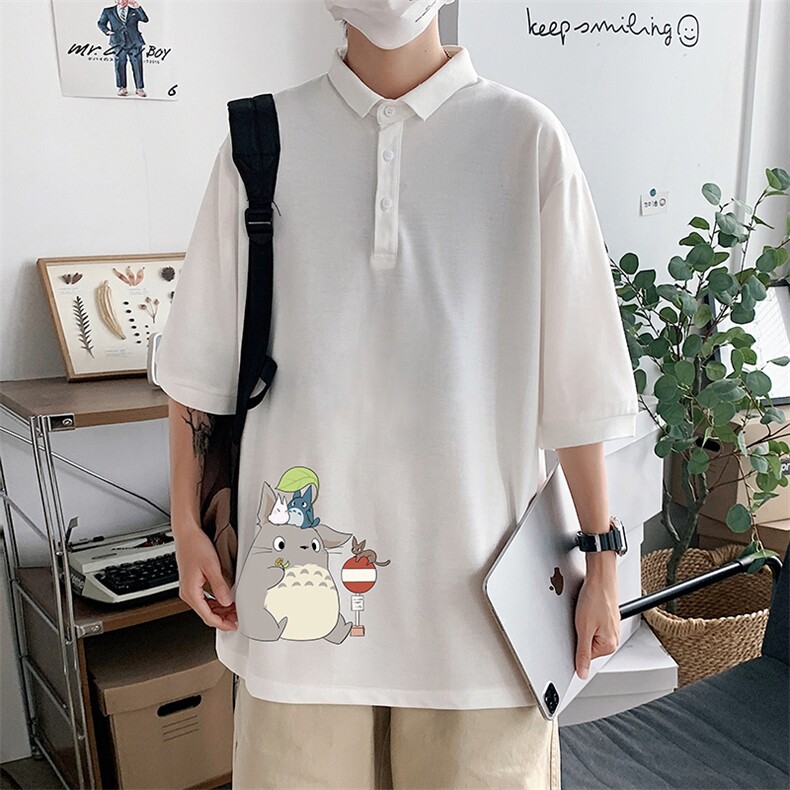 PL57152-P35 翻领短袖polo衫男大码胖子半袖t恤男有领保罗衫 模特图片