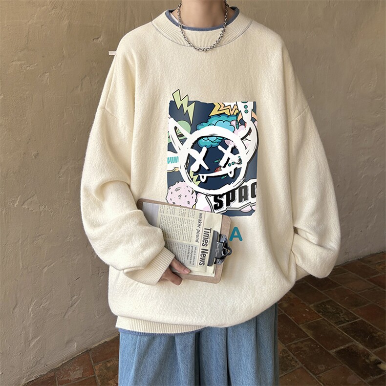 控78假两件毛衣男大码加绒针织衫男毛线衣M80275-P55加绒P70,男装针织衫/毛衣,电商A040