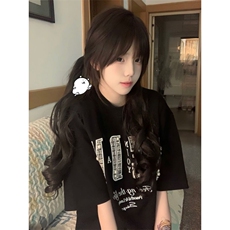 H0886-P38原版工艺刺绣+钉珠230克纯棉休闲情侣款短袖T恤，女装T恤，星座617A-2