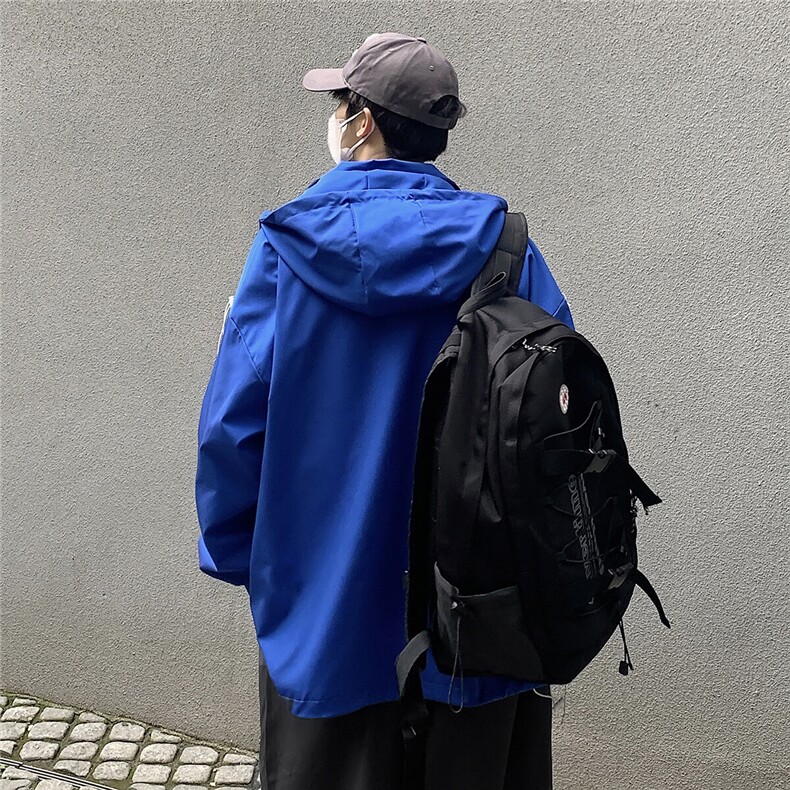 克莱因蓝外套男中性风休闲宽松抽绳装饰大码M-5XL夹克男JK7569P75,男装夹克,星座227-7