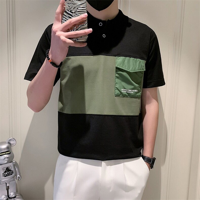 夏社会小伙高级感拼接撞色POLO衫短袖T恤A210-A212-P58控78,男装T恤,星座210-3
