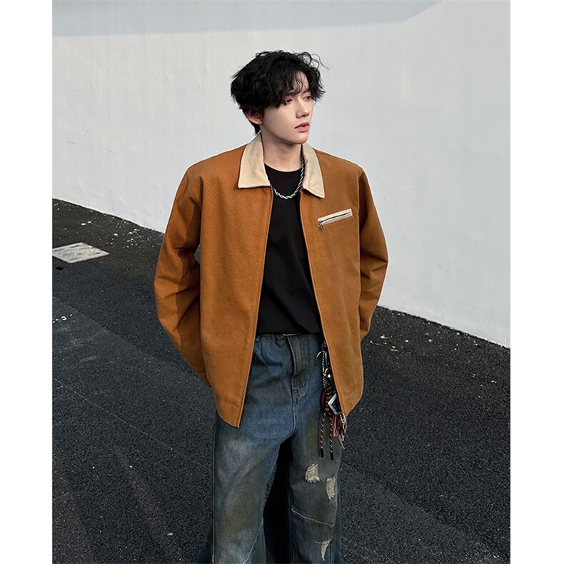 8XL-M春季水洗帆布短款夹克男生vintage美式复古工装外套JK003P98,男装夹克,电商B312