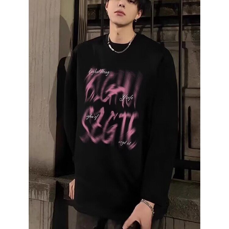 ins港风潮牌高街美式长袖T恤宽松纯棉体恤上衣卫衣TS50-P38网络图，女装T恤，电商B245