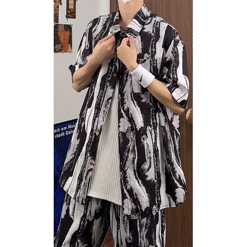 沙滩短袖花衬衫套装DC2232上衣特P24控48/DK8611裤子特P20控39,男装衬衫,电商A007