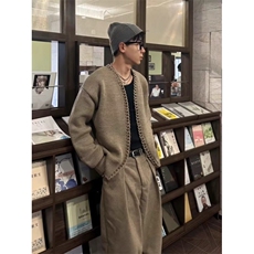 秋冬新款开衫毛衣美式复古休闲慵懒风针织衫男纯色外套，男装针织衫/毛衣，四季星座505