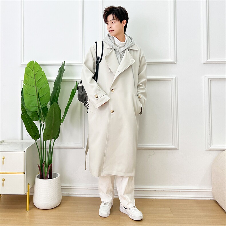 假两件风衣男女韩版潮流宽松百搭帅气2024秋冬季ins外套W5874-P78，男装风衣，星座412-3