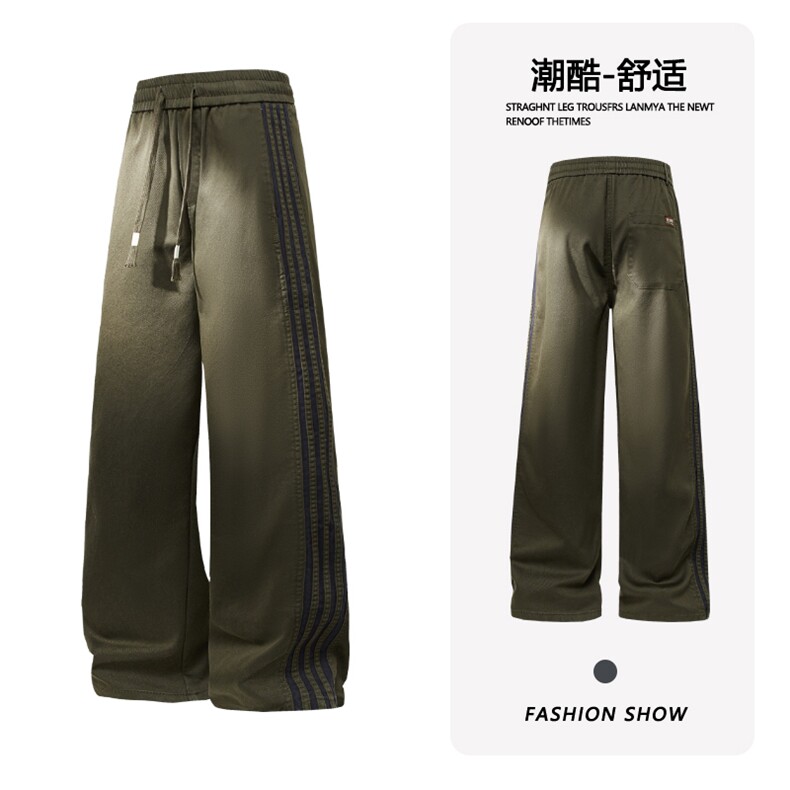 B221 美式ins宽松直筒三条织带冰凉感休闲裤LK25470-特P40控68图片