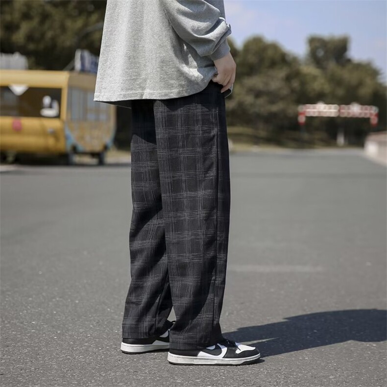 218-1-P35-CK1804新款时尚潮流百搭格子宽松裤,男装休闲裤,四季星座218-1