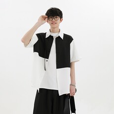 特P35无差价新款夏季时尚设计假两件短袖衬衫-HC2272无影墙，男装衬衫，电商A003