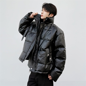 (自家图）解构短款PU皮立领棉服面包服棉衣外套3005-P125图片
