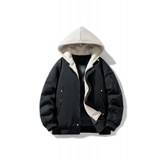 !潮流冬季连帽拉链加绒加厚棉衣情侣撞色棉服外套MY5567-P78，男装棉衣，星座610B-1
