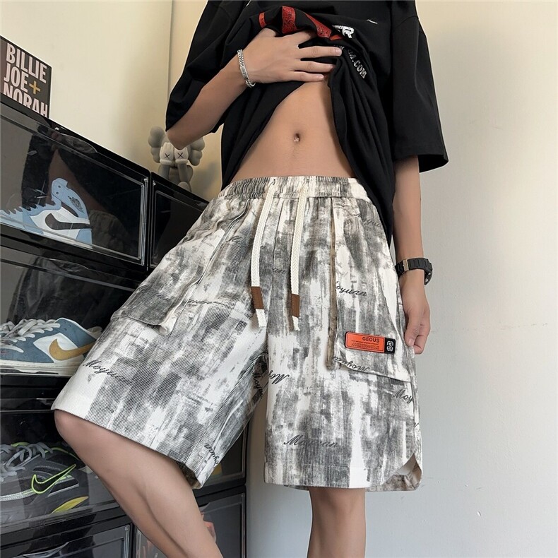 夏季透气工装短裤宽松大码扎染休闲五分短裤*CK2513*P35控58,男装牛仔裤,星座511-1
