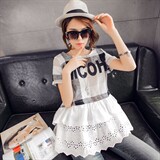 时尚宽松字母印花短袖T恤女夏季新款韩版百搭显瘦上衣，女装T恤，深水步