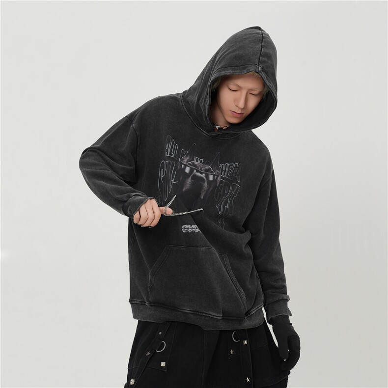 美式复古洗水做旧连帽卫衣高街潮牌卡通小狗外套1015-WY366-P95,女装短外套,四季星座1015