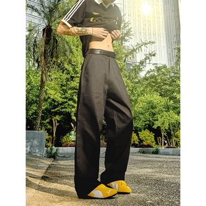 XK438-P50黑色美式直筒夏季裤子男款高级休闲裤图片