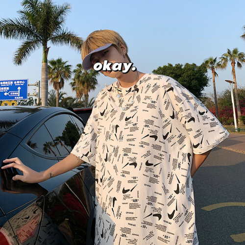 夏季港风T恤男宽松满印花中性风t恤情侣款DS-A160-1-T112-P30图片