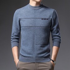 BSS6095男士2023年秋新款长袖圆领纯羊毛针织衫休闲青年P156,男装针织衫/毛衣,电商B360