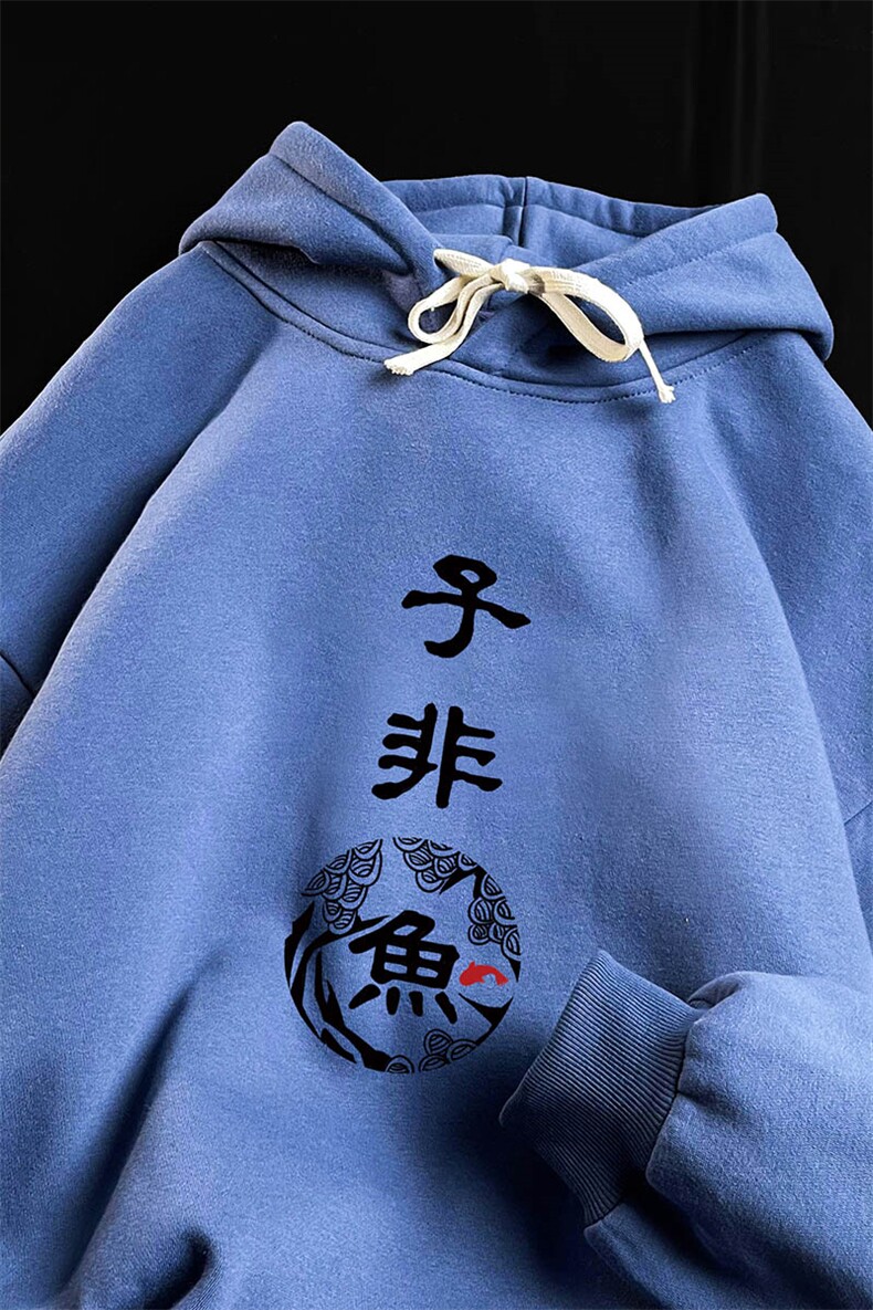 WY2070-P35加绒款-P40纯棉连帽卫衣男大码运动帽衫宽松薄,男装卫衣,电商A040
