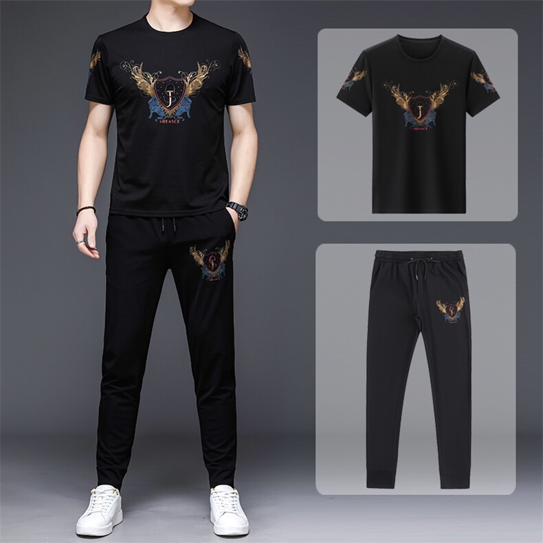 2023年夏款潮流休闲时尚男士运动短袖套装P120,男装休闲套装,电商D223-1