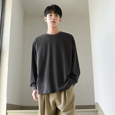 抖音得物高品质260克重磅精梳德绒保暖长袖T恤纯色打底针织衫DR00，男装T恤，电商A486-1