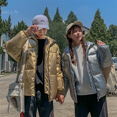连帽棉衣情侣款棉服时尚潮流亮皮棉衣外套DS-B293-Q903，男装棉衣，电商A306