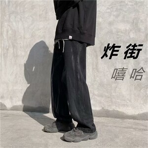 牛仔裤男宽松坠感阔腿裤韩版痞帅炸街嘻哈潮流直筒长裤kz302-p40图片