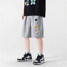 HD74165-P22华夫格短裤男大码宽松五分裤男直筒中裤，男装休闲裤，电商A040