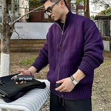立领针织开衫外套男女秋款季慵懒风外穿宽松休闲毛衣潮M5003P60，男装针织衫/毛衣，星座1013-1