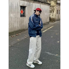 W10396-P78网图现货新中式风盘扣外套立领棒球服三条杠夹克，男装夹克，星座1608
