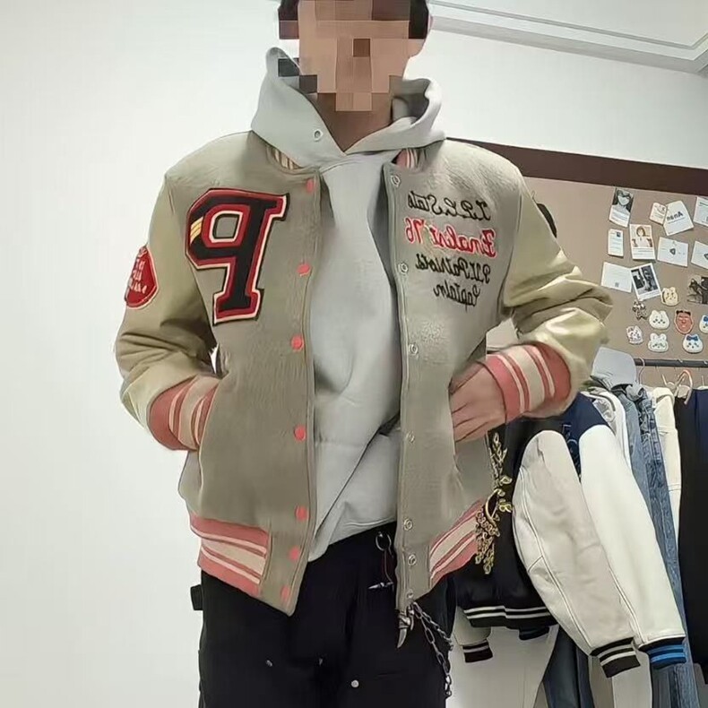 美式复古男女新款刺绣棒球字母撞色百搭宽松情侣上衣夹克休闲外套,男装夹克,星座218-8