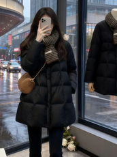 云朵泡芙羽绒服女2025冬季新款高级小个子韩系保暖白鸭绒外套，女装羽绒服，依恋蒂丝