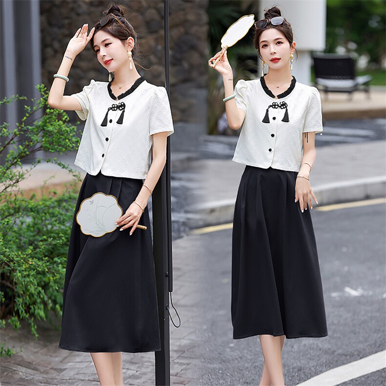 新中式套裙女2026年春季新款女装时尚气质显瘦两件套裙，女装套装/套裙，兰菲阁