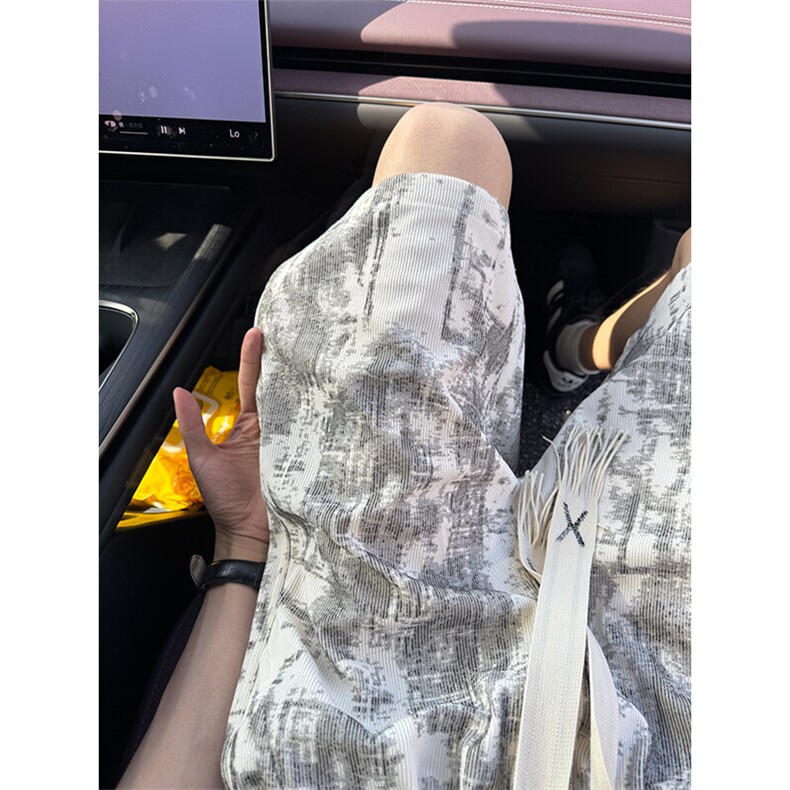 有原图YK86055-P20聚酯纤维夏季新款灯芯绒扎染短裤男,男装休闲裤,电商A086-1