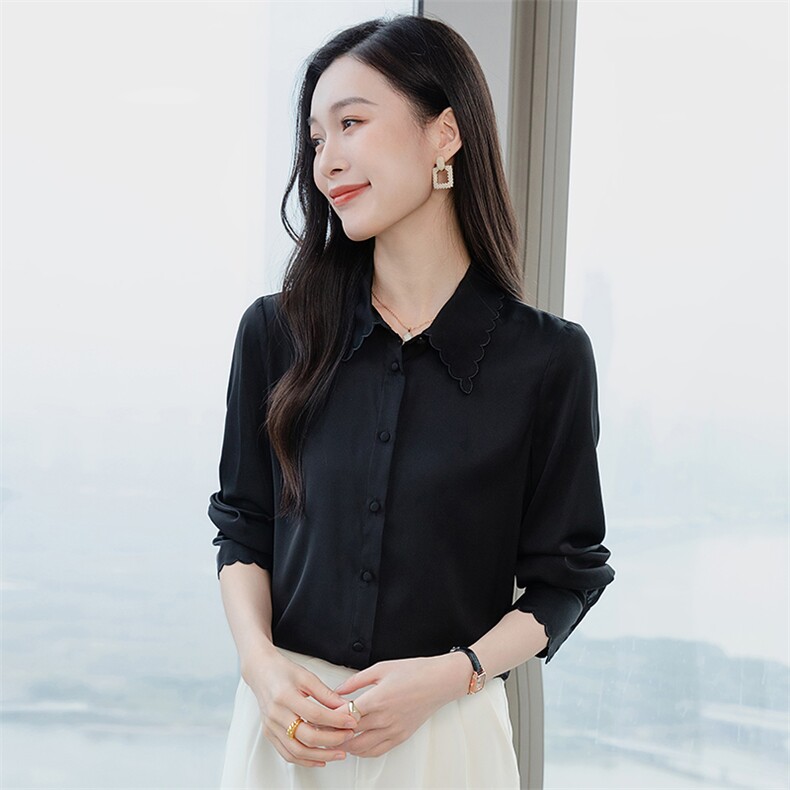 高级感缎面真丝衬衣2026早春新款长袖真丝衬衫女大码上衣,女装衬衫,阿舍尔精品