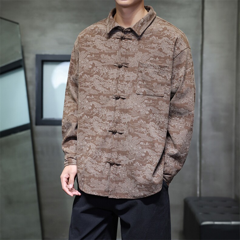 2025秋冬新款 灯芯绒 清明上河图 风盘扣唐装汉服 2535-P60图片