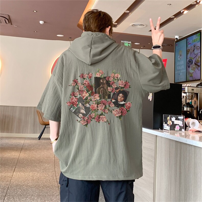 DSA028-MQA22L121P38夏季复古潮牌连帽工装短袖男百搭休闲卫衣,男装T恤,电商A028