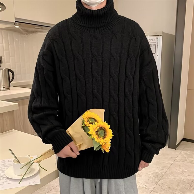 高领毛衣男秋冬加厚日系慵懒复古针织cityboy上衣打底衫YM006-P45，男装T恤，星座1008-2