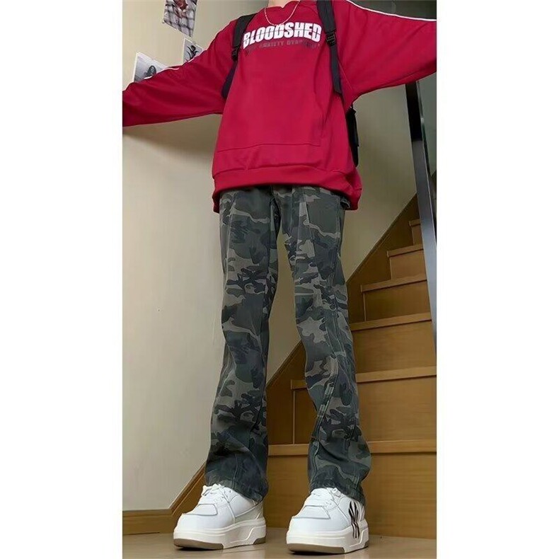 美式复古迷彩裤男款秋冬ootd穿搭解构裤子伐木工装牛仔裤KG831,男装牛仔裤,星座1116A（原606A-3）
