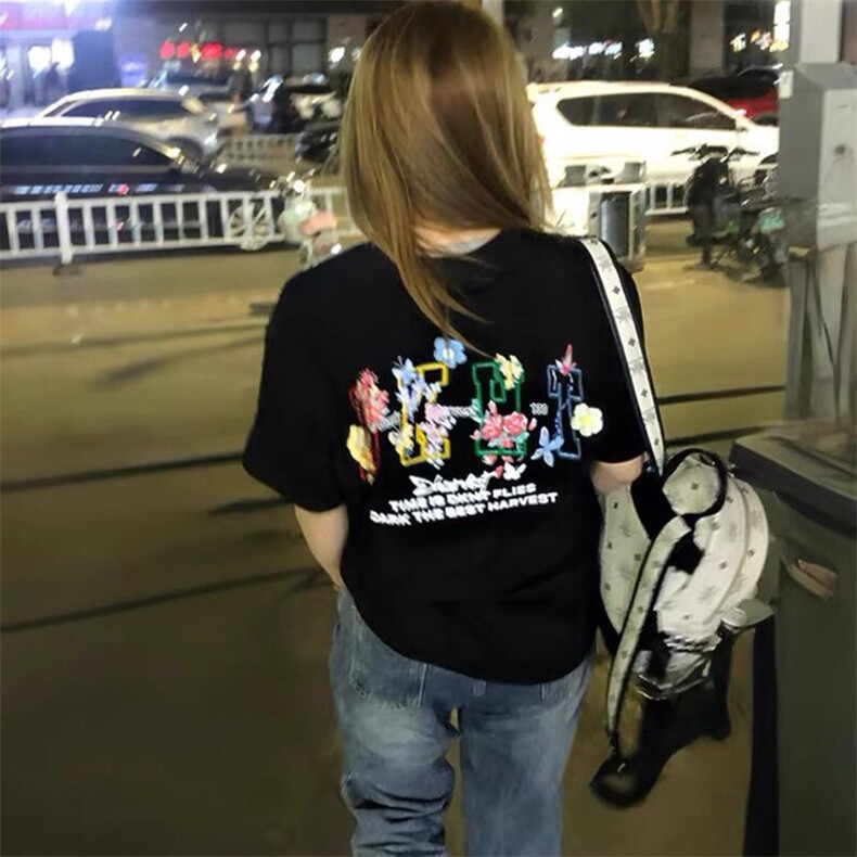 万针全刺绣工艺抖音得物高品质260克重磅纯棉双纱美式高街短袖T恤,男装T恤,电商A486-1