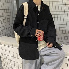秋冬港风日系复古灯芯绒衬衫外套韩版情侣中性宽松ins潮C45/P45，男装衬衫，钱塘713