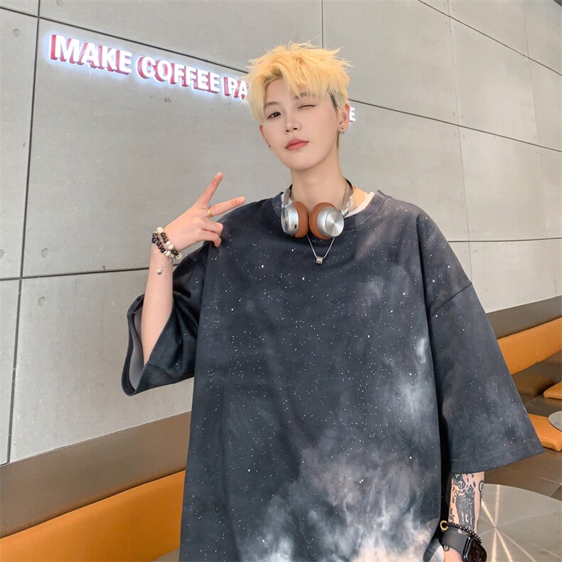 量大优供视频纯棉星空满天星短袖t恤男CP56-特p：28,男装T恤,电商B371